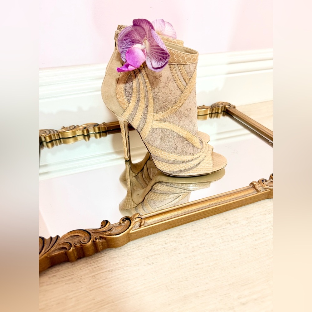 Up-cycled Jimmy Choo Orchid flowers sandals Heels shoes lace boots 6 36 wedding